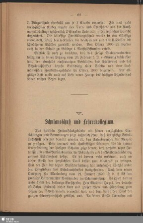 V. Schulausschuß und Lehrerkollegium