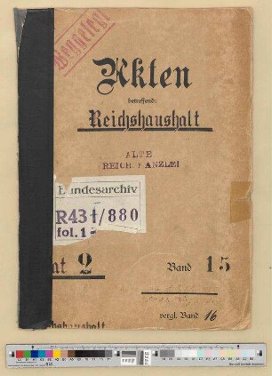 Reichshaushalt: Bd. 15