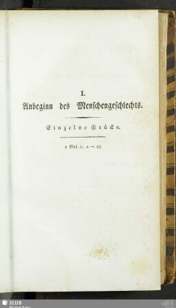I. Anbeginn des Menschengeschlechts