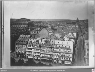 Vom Turm der Katharinenkirche nach Norden zur Börse, An der Hauptwache 10-12, Große Eschenheimer Straße zum Eschenheimer Turm