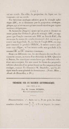 Théorème sur un maximum arithmologique.
