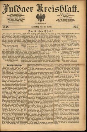 Ausgabe vom Dienstag, den 24. April 1894.