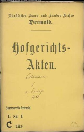 Cothmann, Friedrich, Dr. gegen Philipp von Donop zu Borkhausen - Schuldforderung