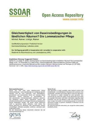 Gleichwertigkeit von Daseinsbedingungen in ländlichen Räumen? Die Lommatzscher Pflege