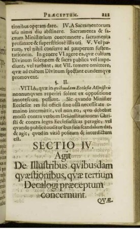 Sectio IV. Agit De Illustribus quibusdam quæstionibus, quæ tertium Decalogi præceptum concernunt.