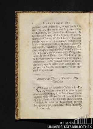 Amours de Clovis, Premier Roy Chrétien.