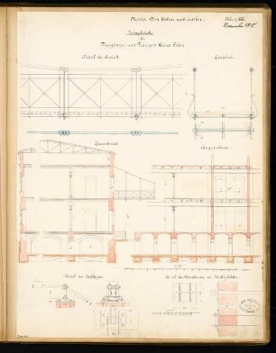 Hängebrücke Monatskonkurrenz November 1878: Details 1:75, 1:15; 2 Maßstabsleisten