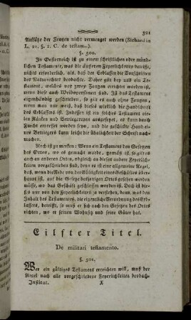 Eilfter Titel. De militari testamento.