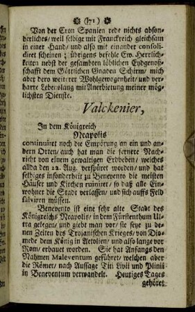 Valckenier, In dem Königreich Neapolis[...] - Rom.