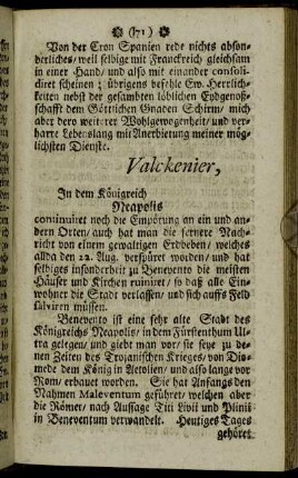 Valckenier, In dem Königreich Neapolis[...] - Rom.