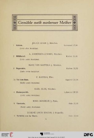 Gemälde meist moderner Meister (Nr. 1-23)