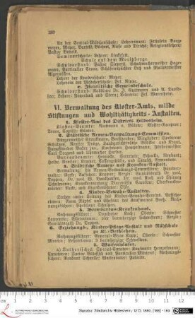 VI. Verwaltung des Kloster-Amts, milde Stiftungen und Wohlthätigkeits-Anstalten.