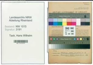 Entnazifizierung Hans Wilhelm Tack , geb. 14.05.1920 (Lehrer)