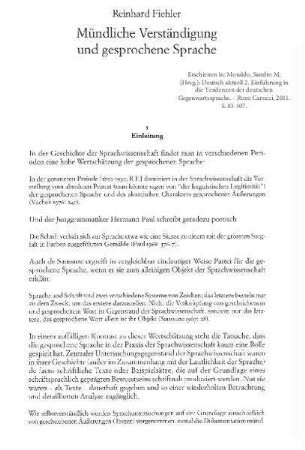 Mündliche Verständigung und gesprochene Sprache