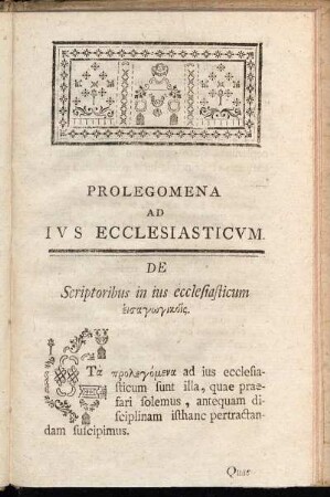 Prolegomena Ad Ivs Ecclesiasticvm.