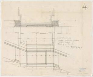 Thiersch, Friedrich von; München; Justizpalast - Treppe Zentralhalle EG u. 1. OG (Ansicht, Schnitt)