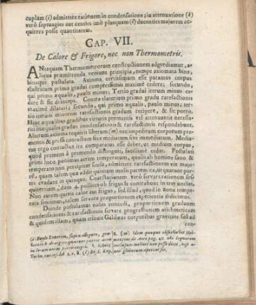 Cap. VII. De Calore & Frigore, nec non Thermometris.