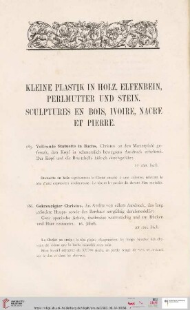 Kleine Plastik in Holz, Elfenbein, Perlmutter und Stein. Sculptures en bois, ivoire, nacre et pierre (Nr. 185 - 210)