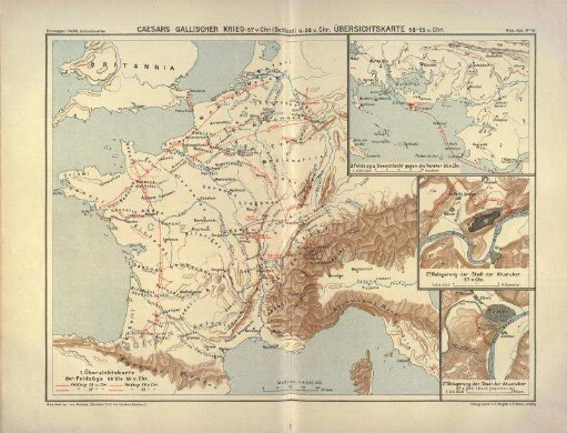 Caesars Gallischer Krieg: 57 v. Chr. (Schluss) u. 56 v. Chr. Übersichtskarte 58-55 v. Chr. Röm. Abt. Nº˖ 16