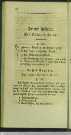 Dritter Abschnitt. Der Kasernen-Dienst