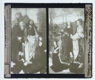 Goes, Anbetung der Hirten (Portinari-Triptychon) (Florenz Uffizien 00287056) : Seitenflügel innen, Stifterbilder.