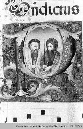 Antiphonar T : Historisierte Initiale P: Die Heiligen Petrus und Paulus