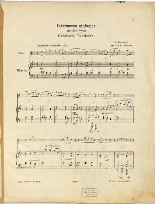 Intermezzo sinfonico : aus der Oper: Cavalleria rusticana