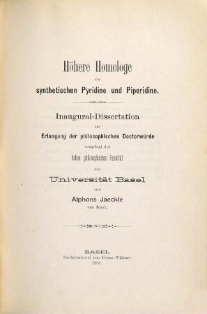 Höhere Homologe der synthetischen Pyridine und Piperidine