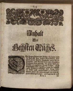Inhalt des Sechsten Buches.