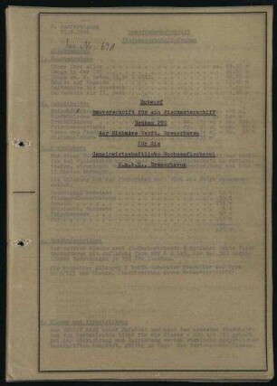 Entwurf Bauvorschrift für ein Fischmotorschiff Neubau 290 der Rickmers Werft, Bremerhaven für die Gemeinwirtschftliche Hochseefischerei GmbH, Bremerhaven