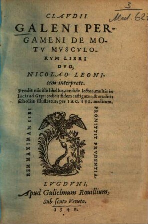 Claudii Galeni De motu musculorum libri duo