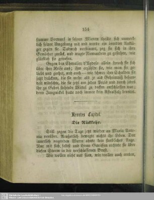 Neuntes Capitel. Die Rückkehr