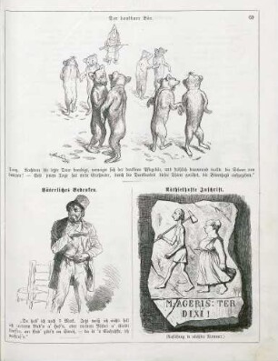 "Der dankbare Bär" "Väterliches Bedenken" "Räthselhafte Inschrift"