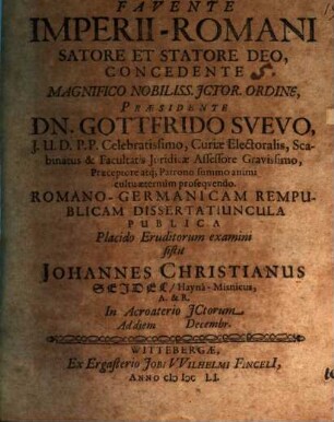 Imperii-Romani satore et statore deo : romano-germanicam rempublicam dissertatiuncula