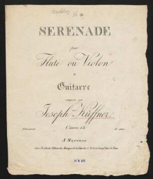 Serenade pour flute ou violon & guitarre, op. 48