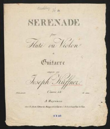 Serenade pour flute ou violon & guitarre, op. 48