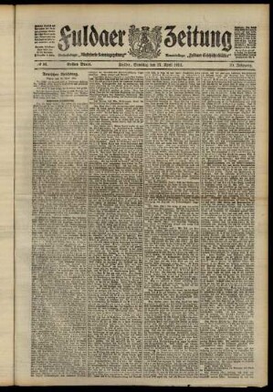 Erste Ausgabe vom Samstag, den 27. April 1912.