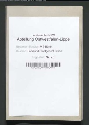 Umwandlung kleiner Naturalpraestationen an das Haus Büren in Geldrenten