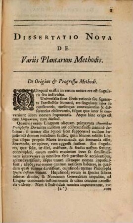 De variis plantarum methodis dissertatio