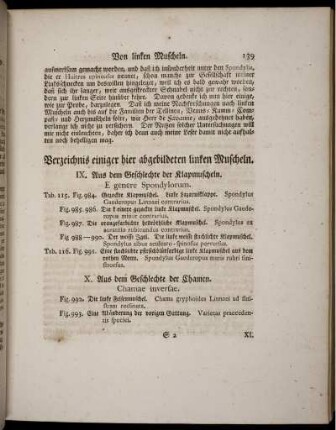 Verzeichnis einiger hier abgebildeten linken Muscheln.