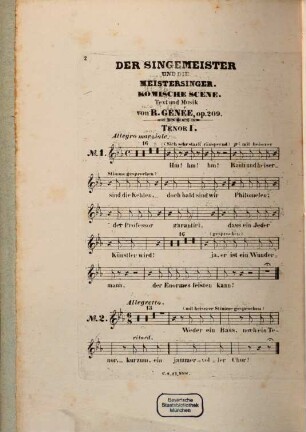 Der Singemeister und die Meistersinger : komische Scene ; op. 209