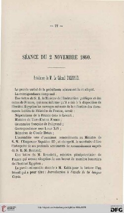 Séance du 2 novembre 1860