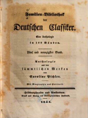Anthologie aus den sämmtlichen Werken : mit Biographie und Portrait