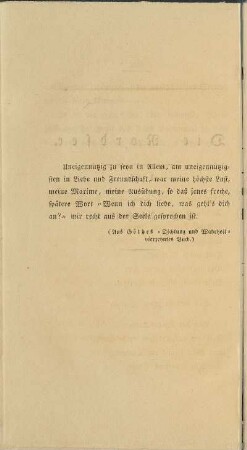 Zitat "Aus Göthes 'Dichtung und Wahrheit' vierzehntes Buch."