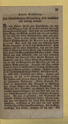 Zehnte Erzählung. Das Churfürstenthum Brandenburg wird verpfändet und darnach verkauft