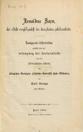 Arnoldus Saxo, der älteste Encyklopädist des dreizehnten Jahrhunderts