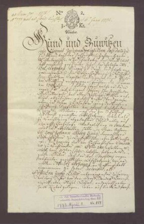 Michael Arbogast zu Sand verkauft der Kirchenschaffnei Bischofsheim benannte Güter zu Sand um 150 fl.