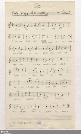 Erde singe dass es klinge - E.Mus.15350-ZZ-574 : Coro