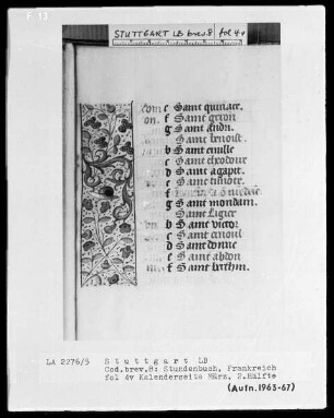 Lateinisch-französisches Stundenbuch — ---, Folio 2 recto - 13 versoTeilbordüre, Folio 4verso