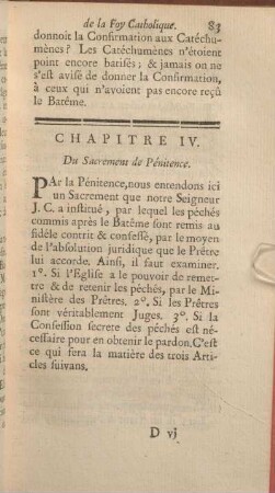 Chapitre IV. Du Sacrement de Pénitence.